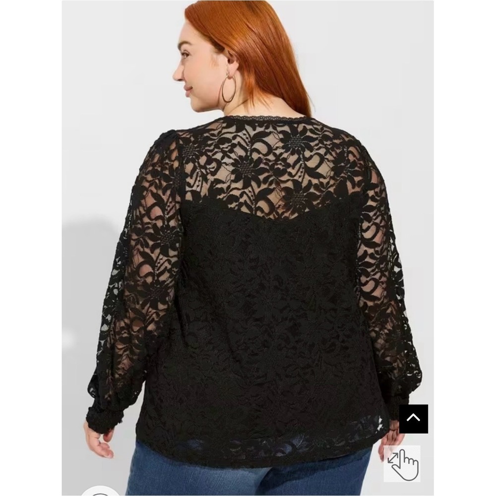 NWT Torrid Black Stretch Lace Mesh Top 2X 18/20